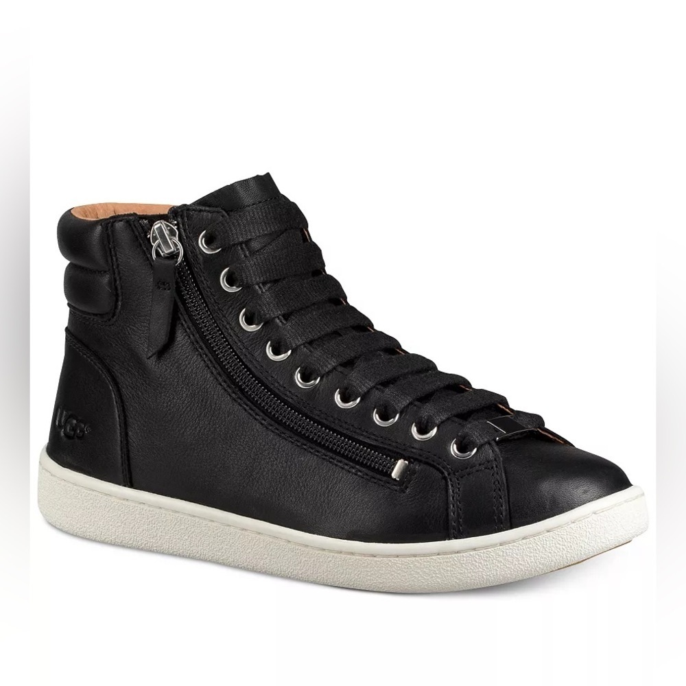 Ugg Women's Olive Lace-Up Black Sneakers Neutral Basic High Top Everyday Size 8